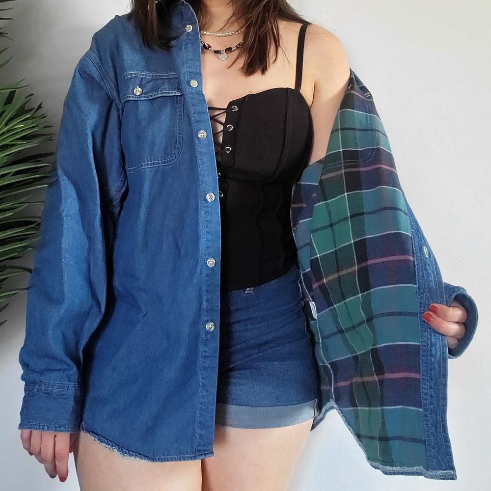 *SOLD* Vintage Dickies Flannel Lined Denim Shirt - Picture 1 of 8